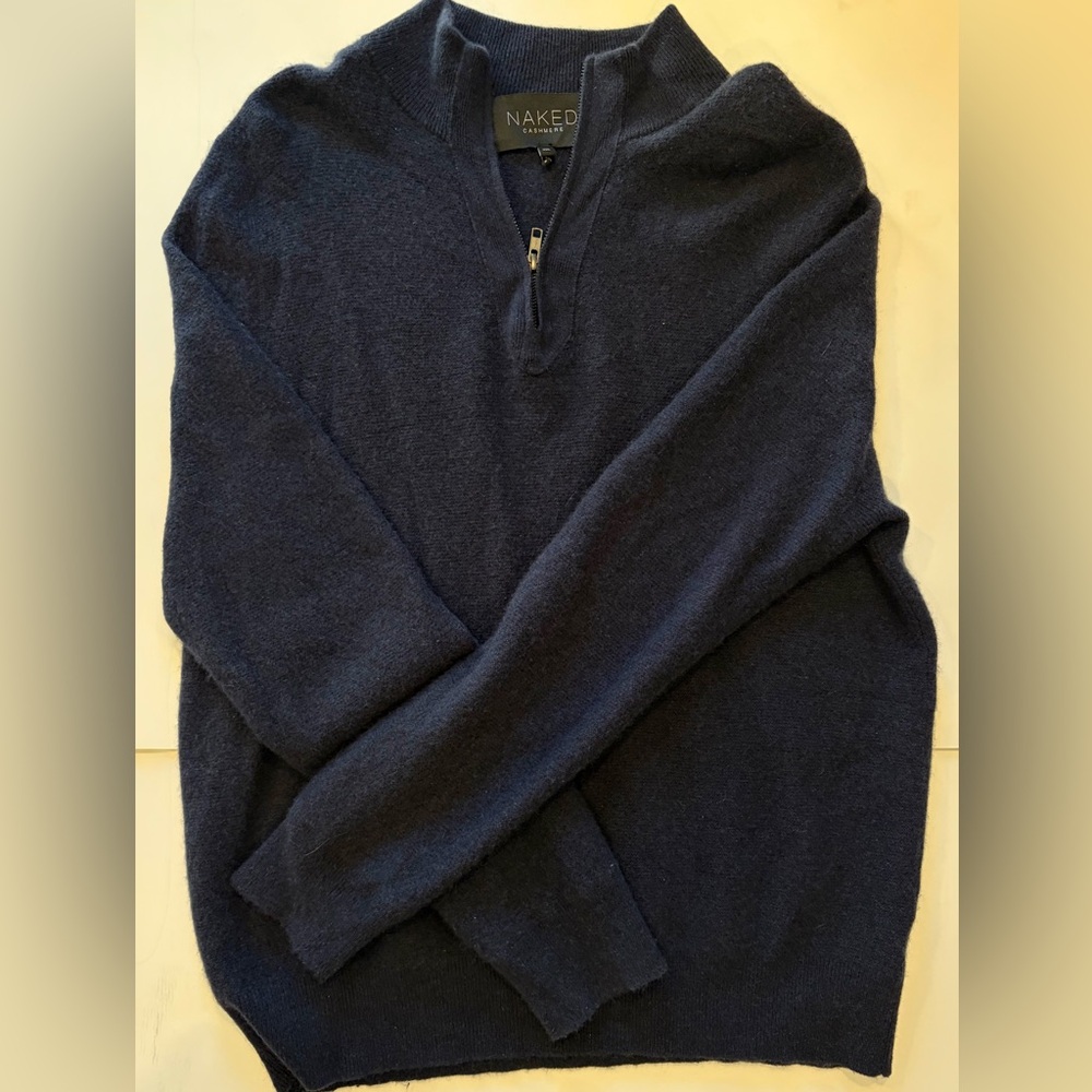 Naked Cashmere Black Quarter Zip Sweater XXL 100% Cashmere